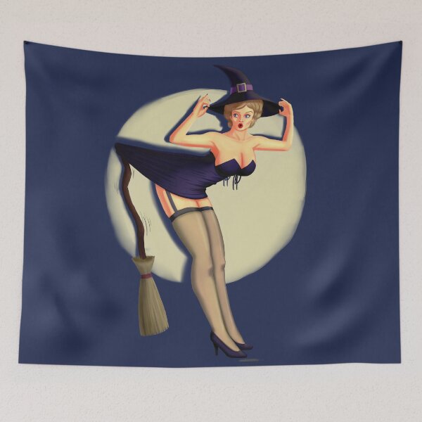 Item preview, Sexy Pin Up Girl Halloween Witch  Art designed and sold by johnmgr21.