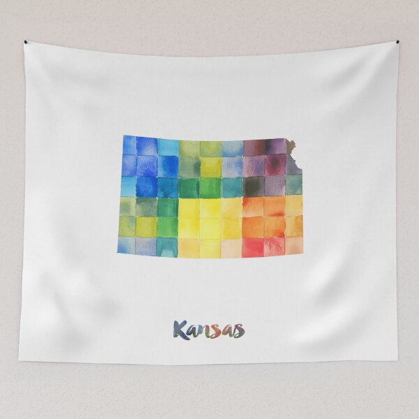 Item preview, Kansas Watercolor Map Painting designed and sold by InkistPrints.