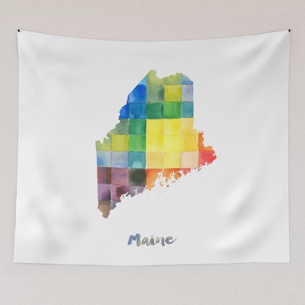 Item preview, Maine Watercolor Map Painting designed and sold by InkistPrints.