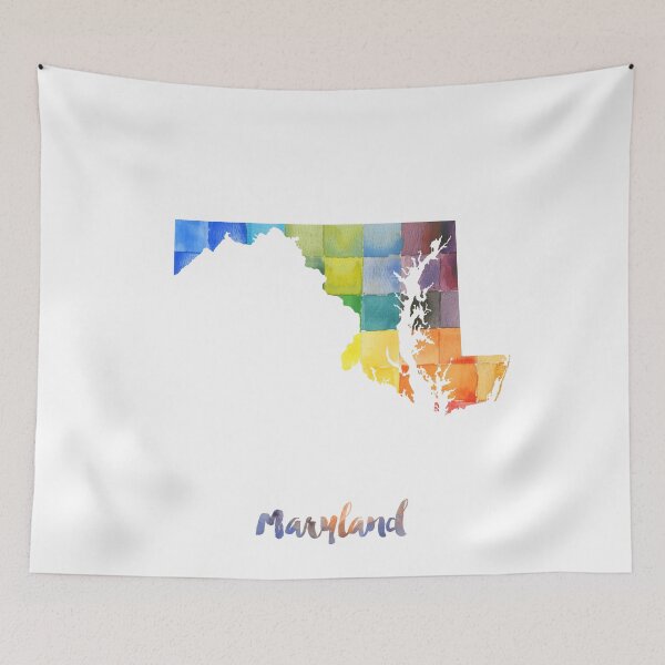 Item preview, Maryland Watercolor Map Painting designed and sold by InkistPrints.