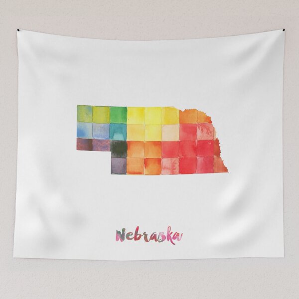 Item preview, Nebraska Watercolor Map Painting designed and sold by InkistPrints.