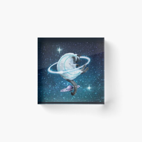 Item preview, Moon Cat Sleepy Neon Night Galaxy Milky Way Planet designed and sold by Jolly-Yosei.