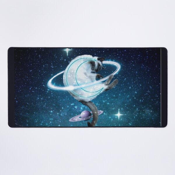 Item preview, Moon Cat Sleepy Neon Night Galaxy Milky Way Planet designed and sold by Jolly-Yosei.