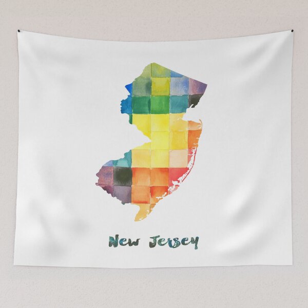Item preview, New Jersey Watercolor Map Painting designed and sold by InkistPrints.