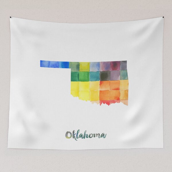 Item preview, Oklahoma Watercolor Map Painting designed and sold by InkistPrints.