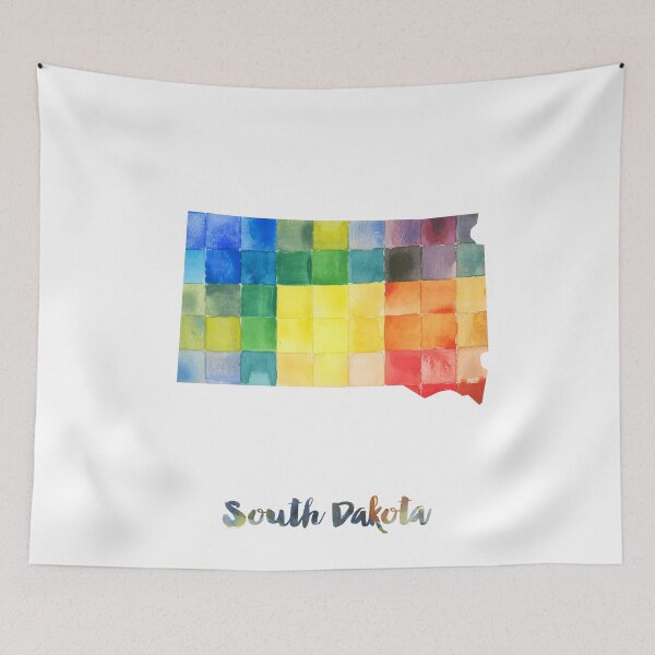 Item preview, South Dakota Watercolor Map Painting designed and sold by InkistPrints.