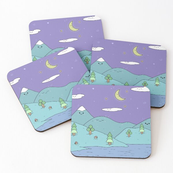 Item preview, Kawaii Mountain Lake at Night designed and sold by DodgeTheHammer.