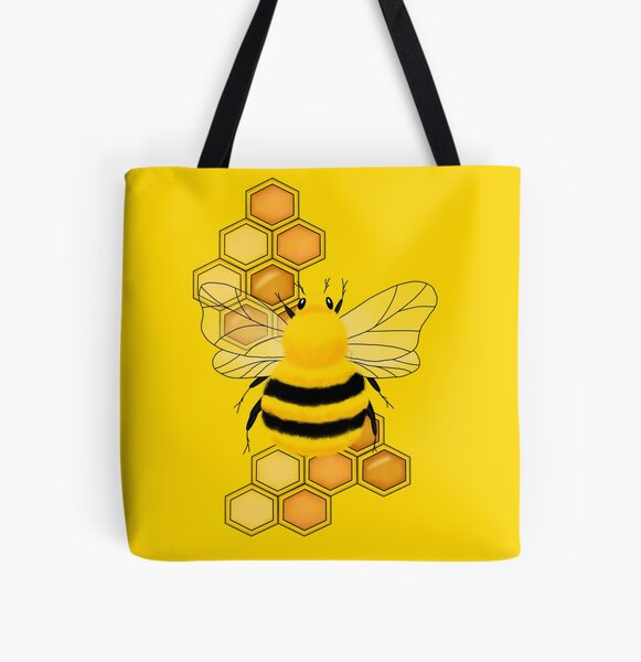 Shabby Chic Bumble Bee Canvas Tote Bag Large Cotton Reusable