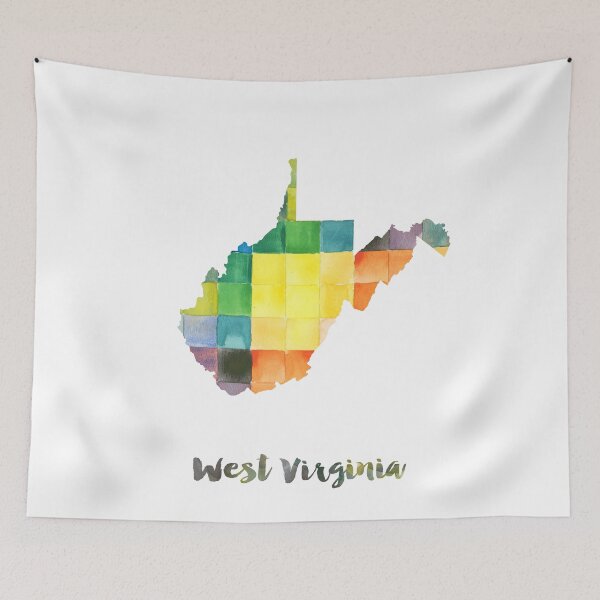 Aperçu de l'œuvre West Virginia Watercolor Map Painting créée et vendue par InkistPrints.