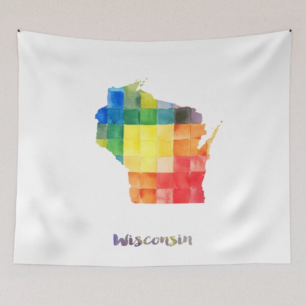 Item preview, Wisconsin Watercolor Map Painting designed and sold by InkistPrints.