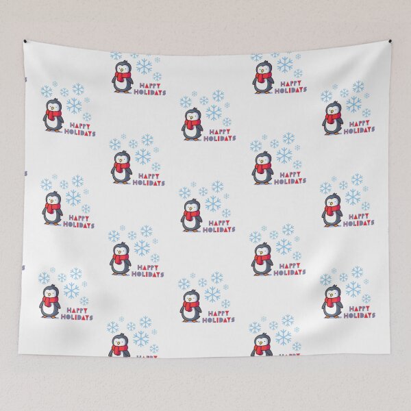 Item preview, Penguin with scarf - Happy Holidays - Feliz Fiestas designed and sold by MoshisooPrint.
