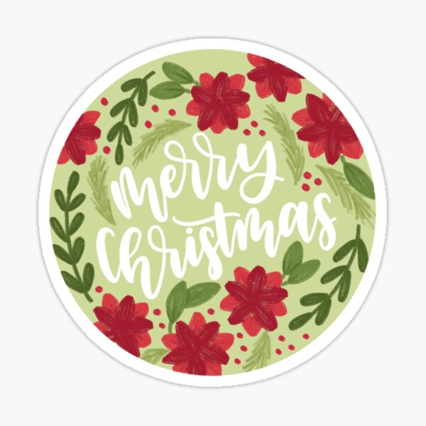 Merry Christmas Circle Sticker