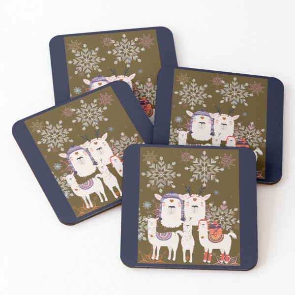 Item preview,  Christmas, Llamas, Christmas Animals, Ugly Christmas, Christmas Navy, Satin Brown, Snowflakes, Presents, Christmas Lights, Cute Christmas Animals, Gifts, Cards, Decor, Her, Him, Kids, designed and sold by Awearness.