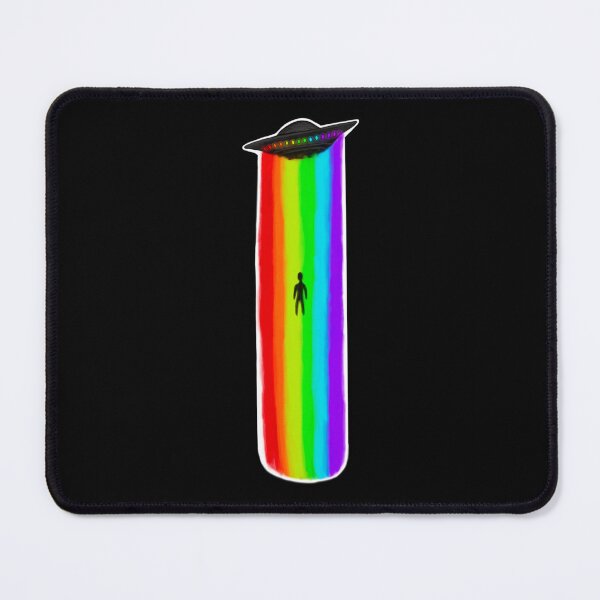 Item preview, Alien abducting a human in rainbow by ufo spacecraft flying designed and sold by Sorbelloart.