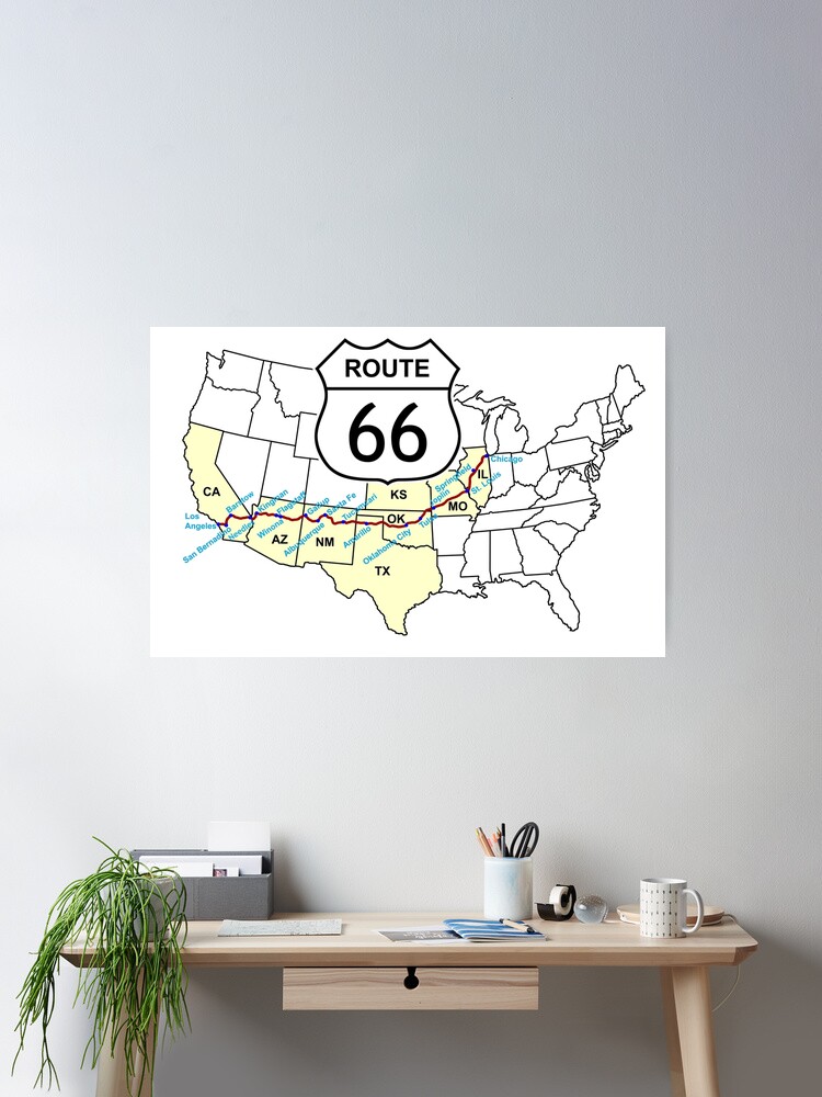 Thumbnail 2 of 3, Poster, Route 66 designed and sold by fotokatt.