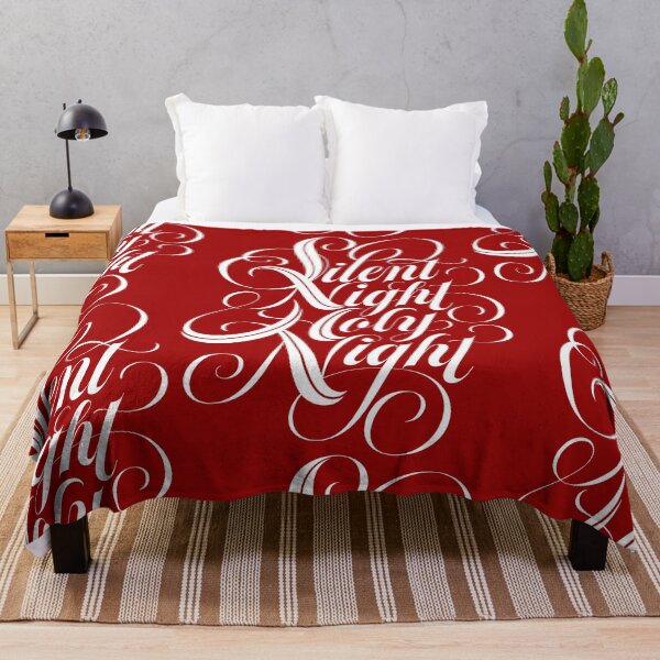 Item preview, Silent Night Holy Night Christian Calligraphy - White on Red designed and sold by 26-Characters.