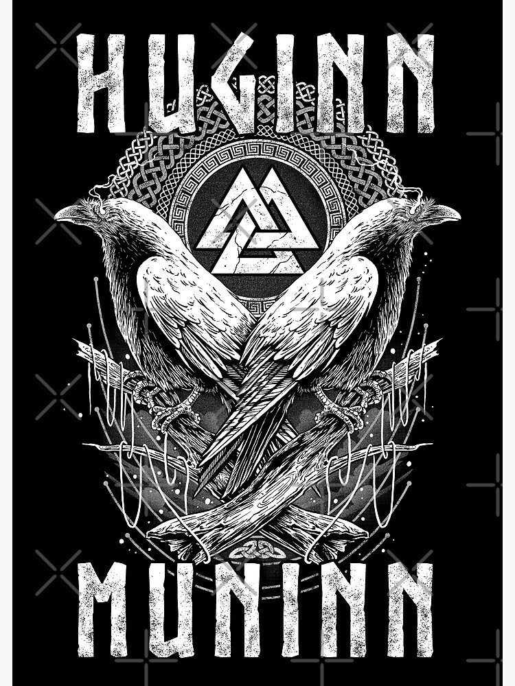 "Huginn Muninn Odin Viking Ravens Valknut Norse Mythology" Poster For ...