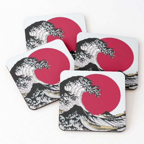 Item preview, Great Wave Dark Art with Red Sun designed and sold by werewolftogo.