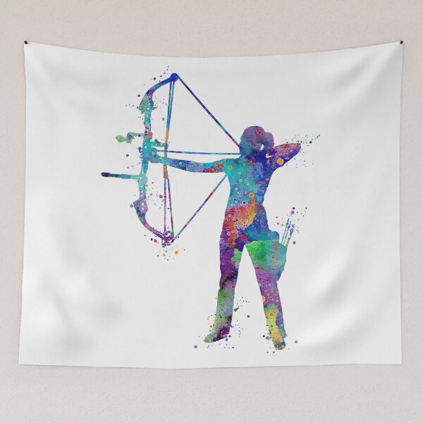 Item preview, Archery Girl Watercolor Sport Silhouette designed and sold by LotusGifts.