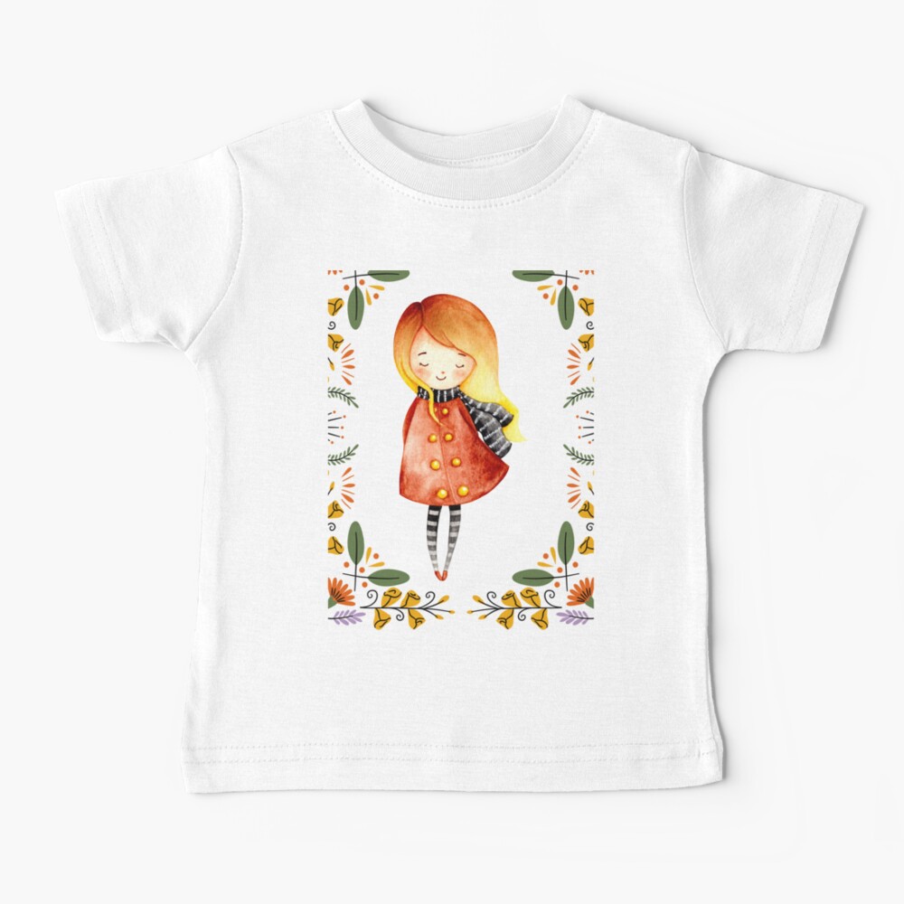 Golden Girl in Red Coat Baby T-Shirt