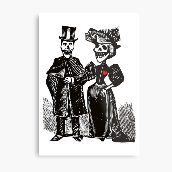 Calavera Couple | Day of the Dead | Dia de los Muertos | Skulls and Skeletons | Vintage Skeletons | Metal Print