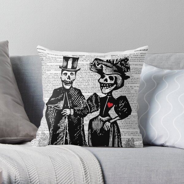Calavera Couple | Day of the Dead | Dia de los Muertos | Skulls and Skeletons | Vintage Skeletons | Throw Pillow