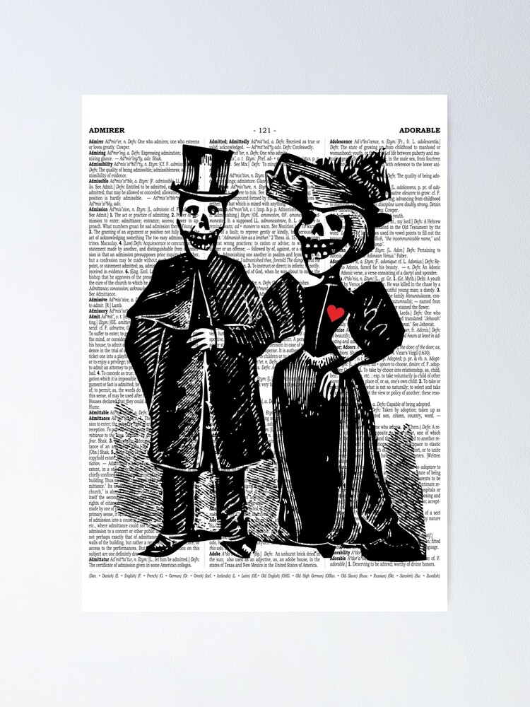 Sugar Skull Art:  Vintage Dictionary Print Calavera Day of the Dead Gothic 