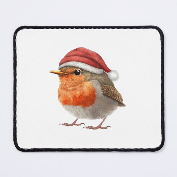 Item preview, cute robin wearing a Santa hat Color pencil drawing designed and sold by TeeARTHY.