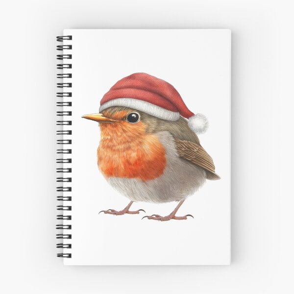 Item preview, cute robin wearing a Santa hat Color pencil drawing designed and sold by TeeARTHY.
