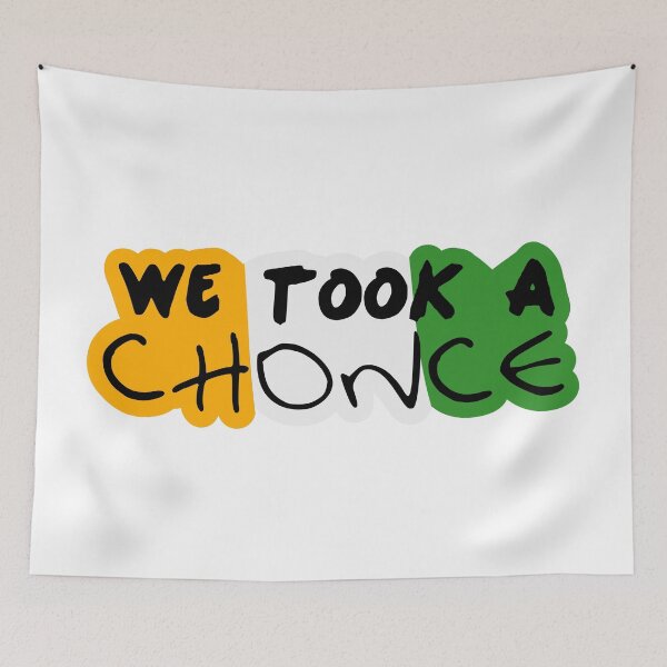 Item preview, We Took A Chonce Sticker Flag designed and sold by Marianna's Meraki.
