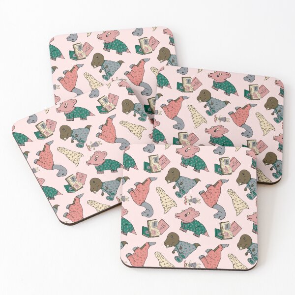 Item preview, Baby Dinosaurs in Pajamas Seamless Pattern- Cute Baby Dinosaurs Pattern - Little Dino PJs - Dinosaur Nursery Pattern - Misty Rose designed and sold by EcoElsa.
