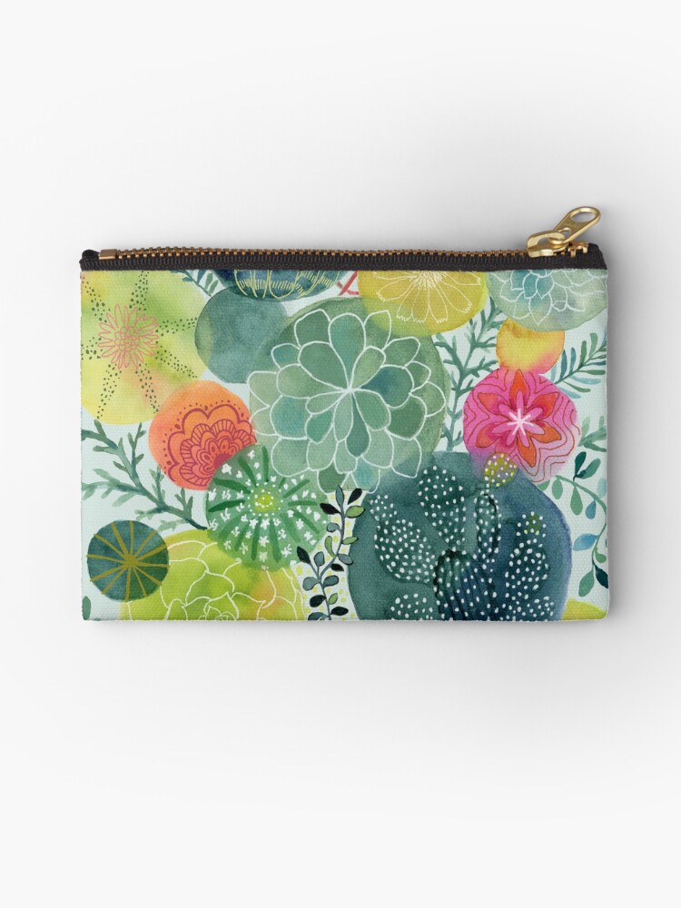 Thumbnail 1 of 4, Zipper Pouch, Succulent Circles designed and sold by Janet Broxon.