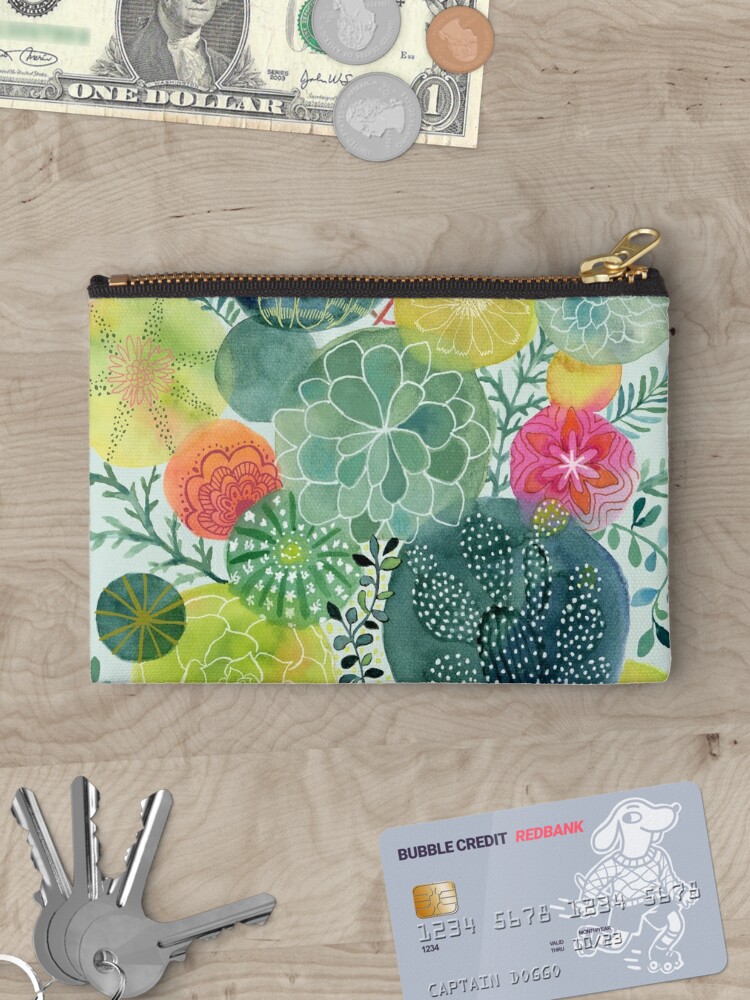 Thumbnail 3 of 4, Zipper Pouch, Succulent Circles designed and sold by Janet Broxon.