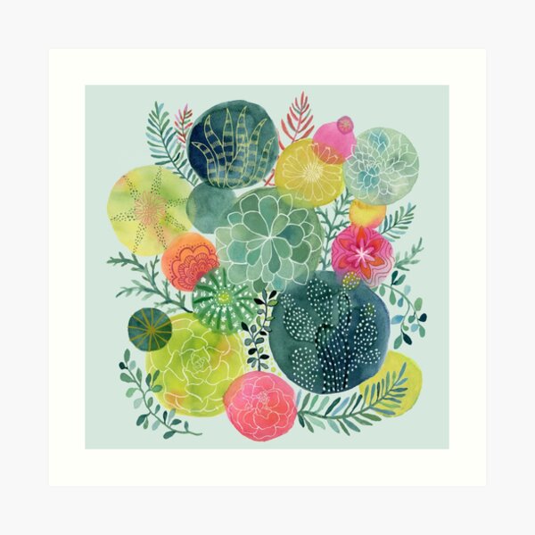 Succulent Circles Art Print