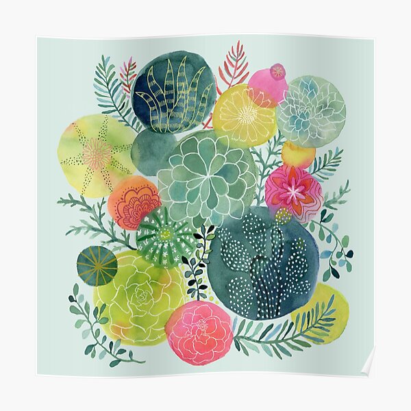 Succulent Circles Poster