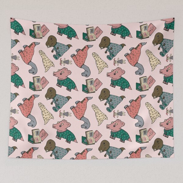 Item preview, Baby Dinosaurs in Pajamas Seamless Pattern- Cute Baby Dinosaurs Pattern - Little Dino PJs - Dinosaur Nursery Pattern - Misty Rose designed and sold by EcoElsa.