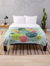 Succulent Circles Throw Blanket