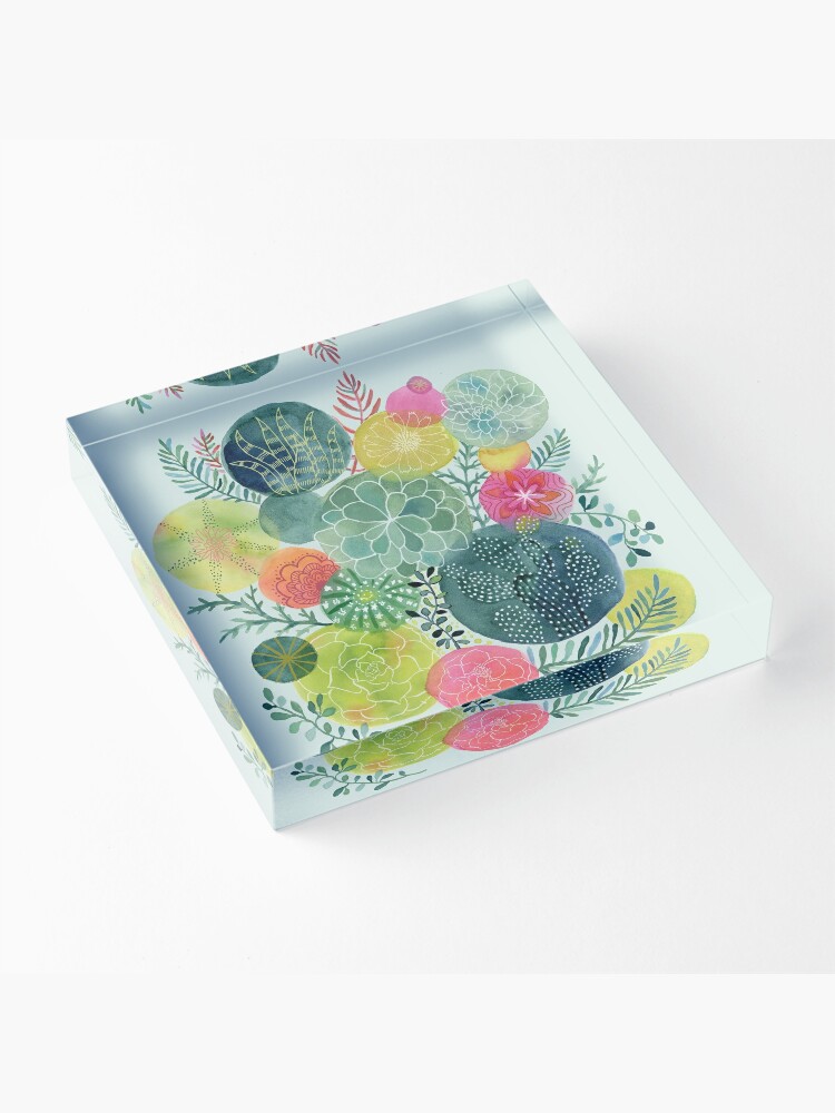 Acrylic Block, Succulent Circles designed and sold by Janet Broxon