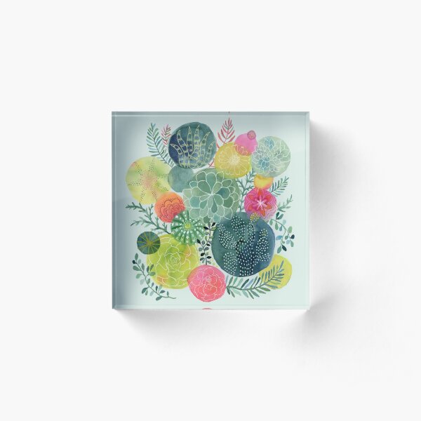 Succulent Circles Acrylic Block