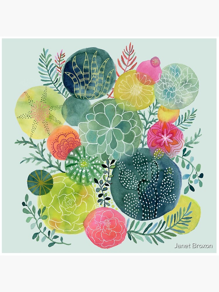 Artwork view, Succulent Circles designed and sold by Janet Broxon