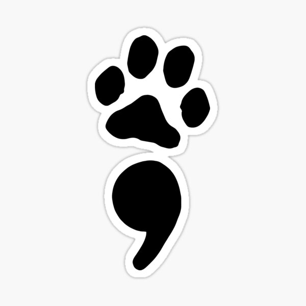 Item preview, semicolon paw print (black) designed and sold by mystudiocreate.