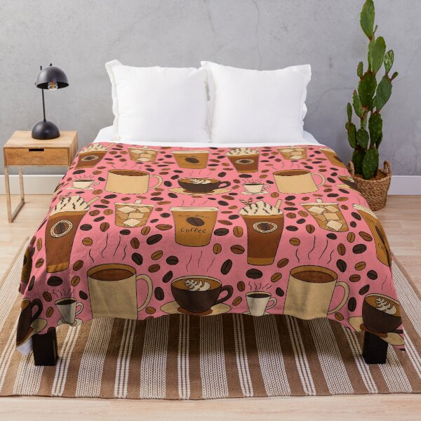 Item preview, Different Kinds of Coffee Seamless Pattern - Warm Brown Palette & Tulip Pink designed and sold by EcoElsa.