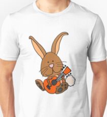 Humorous Cute Bunny Rabbit Playing Guitar Unisex T-Shirt
