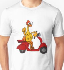 Humorous Rubber Chicken on Motor Scooter Unisex T-Shirt