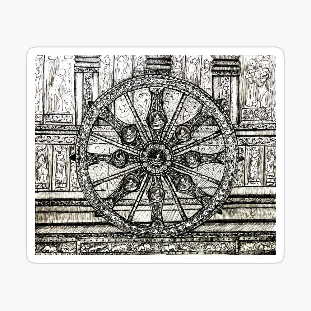 Konark Sun Temple Wheel - Pencil Illustration | World Art Community