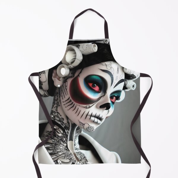 Item preview, La Catrina Cyborg with tattoos - modern cyberpunk digital art designed and sold by ai-mnesia.