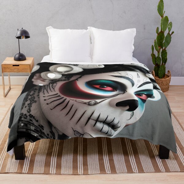 Item preview, La Catrina Cyborg with tattoos - modern cyberpunk digital art designed and sold by ai-mnesia.