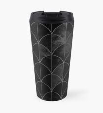 Taza de viaje Mermaid scales. Black and white watercolor.
