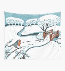 Snow, Bournemouth Gardens - Original linocut by Francesca Whetnall Wall Tapestry