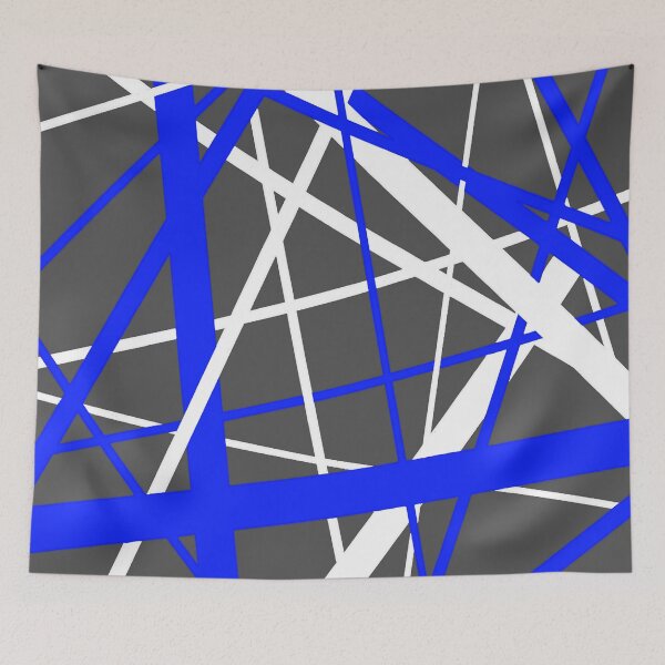 Item preview, Lines Of Blue and White Abstract Geometric Pattern (On Grey) designed and sold by taiche.